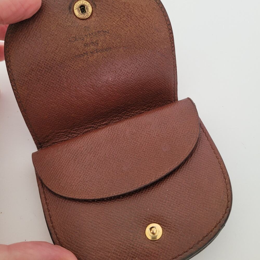 Louis Vuitton Vintage Mini Coin Holder Wallet Small Brown Horseshoe Bifold Logo - Picture 3 of 15